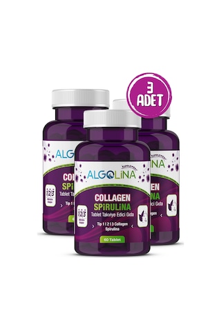 Algolina Collagen+Spirulina Takviye Edici Gıda 1260 Mg 3 x 60 Tablet