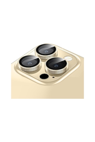 Buff Apple Uyumlu iPhone 14 Pro Max / 14 Pro Kamera Metal Lens Koruyucu Gold