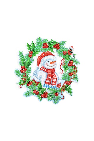 5d Elmas Boya Noel Dıy Yuvarlak Dekorasyon Çelenk Yeşil Kırmızı