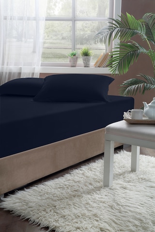 Pierre Cardin Pamuk Saten Lastikli Çarşaf 160x200 Lacivert
