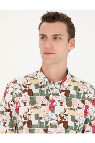 Pierre Cardin Erkek Haki Desenli Gömlek 50265034-vr027 Haki