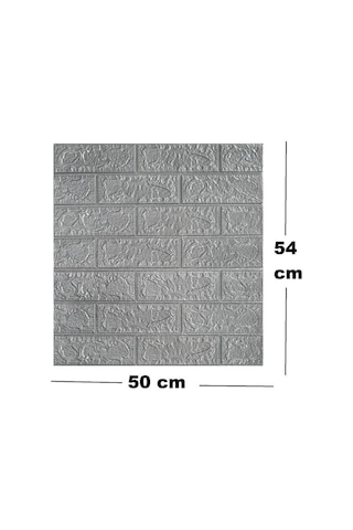 10 Adet 50x54 Cm Gri Silinebilir Kendinden Yapışkanlı Duvar Kağıdı Esnek Panel 3d Tuğla Desen