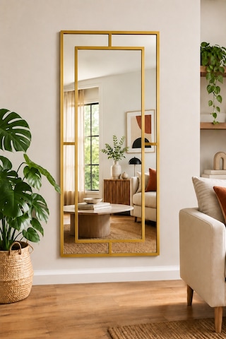 Effe Gold Metal Çerçeveli Yıldız 180x80 Cm Dekoratif Ayna