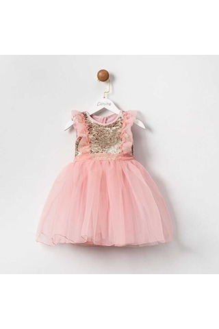 Dream Kız Çocuk Payetli Pembe Şifon Elbise Pembe