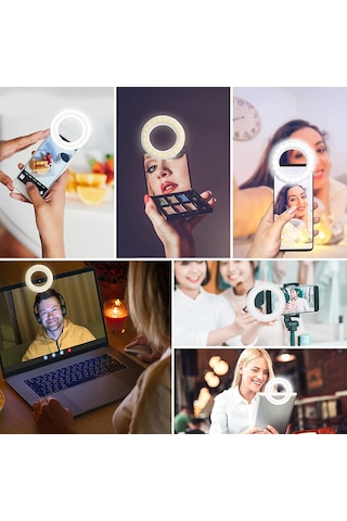 Apexel Halka Led Selfie Işığı 3 Renk Modlu Şarjlı - Telefon Tablet Notebook Uyumlu Makyaj Çekim Dış Çekim Lambası