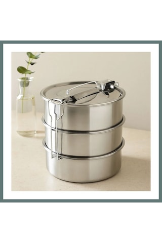 Ventra 3 Katlı Çelik Sefer Tası 16 Cm - Yemek Taşıma Kabı Ventra Diğer