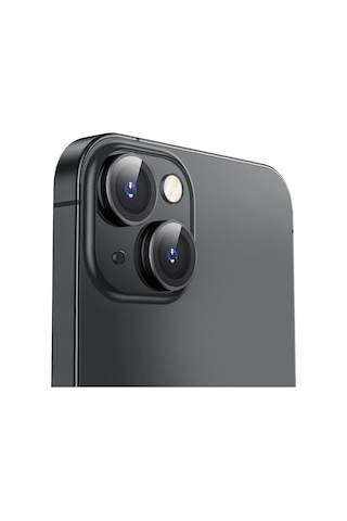 Buff Apple Uyumlu iPhone 15 / 15 Plus Kamera Metal Lens Koruyucu Siyah