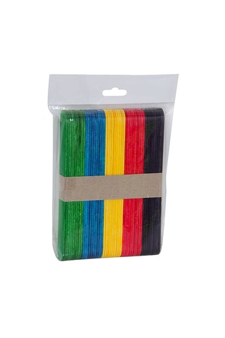 Abeslang Renkli Geniş Dil Basacağı Ahşap 250 Adet 50li 5 Paket