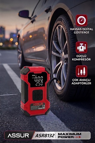 Assur 12000MAH Oto Kompresör Powerbank Led Işık - 3255