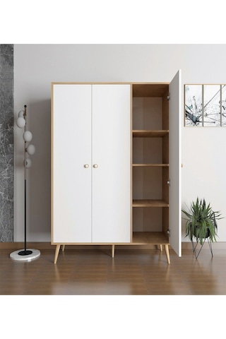 Floradesign Milano Gardırop /elbise Dolabı Üç Kapaklı Dolap Meşe