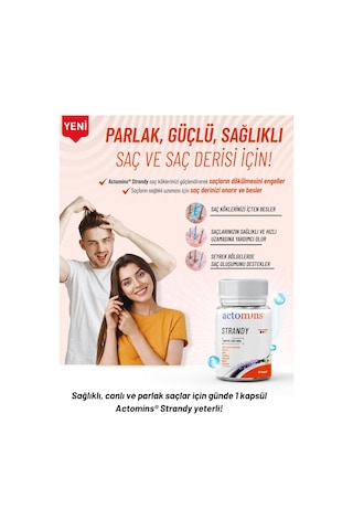 Actomins Strandy Saç Dökülmesine Karşı Takviye Edici Gıda 60 Kapsül