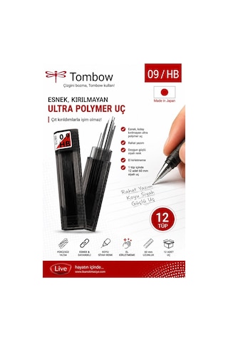 Kaliteli Kalem Ucu 12 Li 0.9 Mm Hb 12 Paket Tombow Versatil Kalem Uç Mekanik Uçlu Otomatik Kurşun Kalem Ucu 60mm Yumuşak