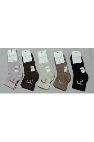 Efemicgiyimstore Penye Dikişsiz Taşlı Karışık Renkli Desenli Patik Çorap 12'li Paket Çok Renkli