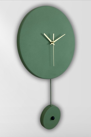 Elis Model Modern Metal Sıvama Akar Sessiz Mekanizmalı Duvar Saati 30 30cm Sarkaç Şeklinde Süs Yeşil