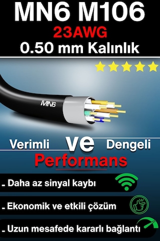 MN6 M106 100 metre ethernet kablo/UTP 0.50mm Cat6 Iki Kat Korumalı/Dış Mekan/100 Metre Cat6 kablo