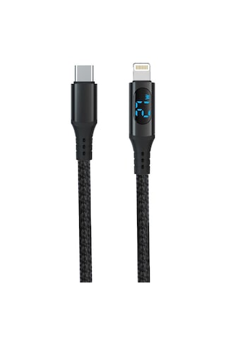Cr17 İ-phone İle Uyumlu Pd27w Hızlı Şarj Kablosu Asla Kopmaz Örgü Kablo Led Ekranlı Type-c'den Lighting Kablo 1 Metre -