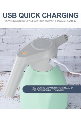 Bosphorusboutique02 Yeşil 1.5l Elektrikli Bahçe Spreyi - Şarj Edilebilir 2 Modlu Toz/su Sütunu El Sprayeri Yeşil
