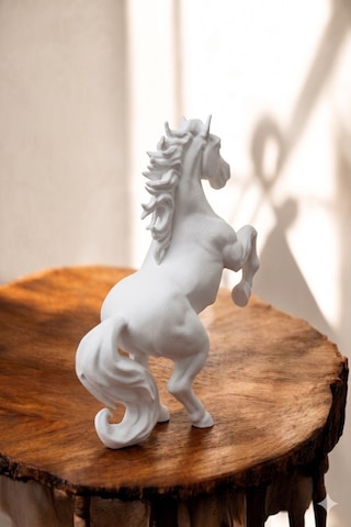 Dekoratif At Biblo - Modern Masaüstü Aksesuarı Ve At Figürü - 15 Cm - Beyaz