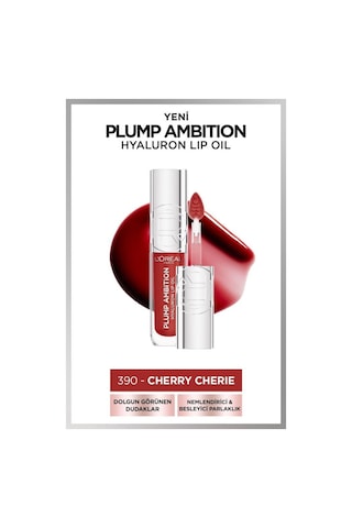 L'Oréal Paris Plump Ambition Hyaluron Lip Oil Besleyici ve Nemlendirici Dudak Parlatıcısı 390 Cherry Cherie