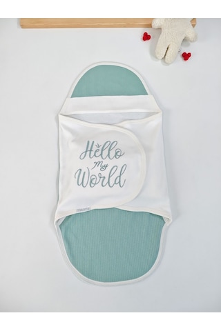 %100 Pamuklu Bebek Kundak Battaniyesi Uyku Tulumu Kız/erkek 0-9 Ay Ortopedik Nakış Detaylı Yeşil