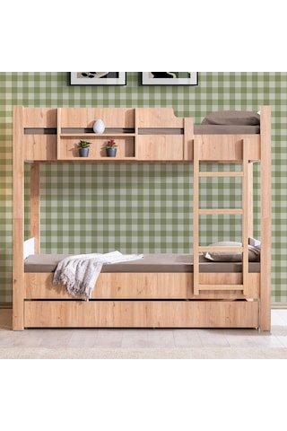 Ranza, Asya Ayrılabilir Yavrulu Ranza, Ceviz - Beyaz + 3 Adet Comfort Yatak 90 X 190 CM
