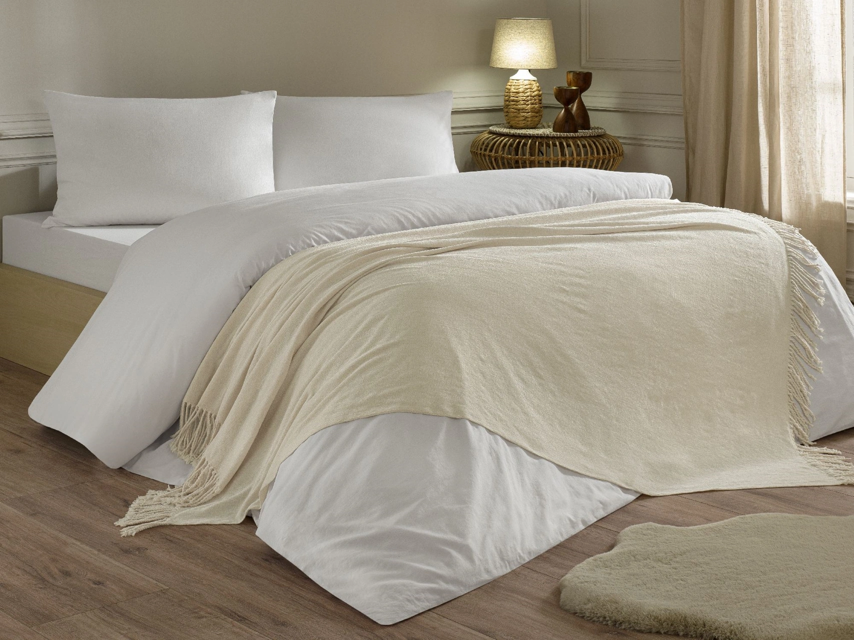 Linens Snovie Throw / Tv Battaniyesi Ekru Tek Kişilik Ekru