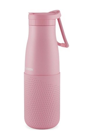 Puccon Pembe 500 Ml Çelik Okul Matarası - Silikon Gövdeli Nokta Çelik Termos - 50025