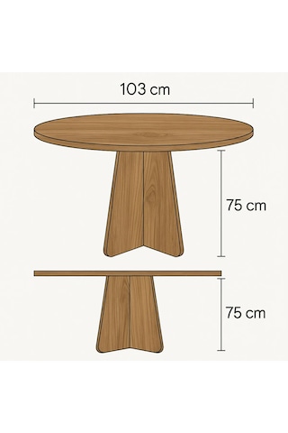 Barberon Yuvarlak Modern Dekoratif Yemek Masası Mutfak Masası