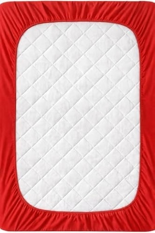 Septumium%100 Pamuklu Lastikli Çarşaf, Kırmızı, 2 Yastık Kılıfı Dahil 120x200 50 x 22