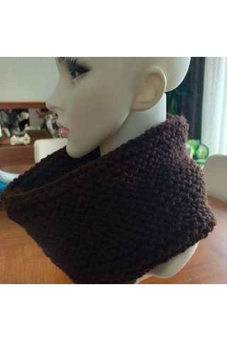 Kahverengi El Yapımı Unisex Boyunluk Koyu Kahverengi