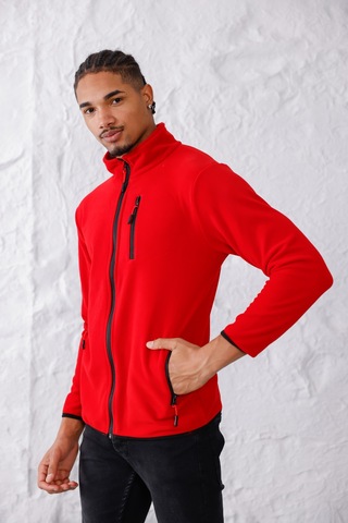 Monox Erkek Biyeli Fermuarlı Spor Polar Ceket Kırmızı