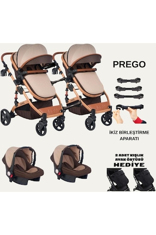 İkiz Yan Yana Ayrılıp Birleşebilen Travel Sistem Çift Yönlü Bebek Arabası Puset Birleştirme Aparatlı