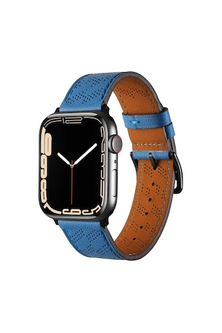 Watch 7 41mm Uyumlu Krd-76 Pu Deri Kordon Strap Kayış Mkst- Mavi