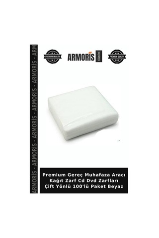Premium Gereç Muhafaza Aracı Kağıt Zarf Cd Dvd Zarfları Çift Yönlü 100'lü Paket Beyaz