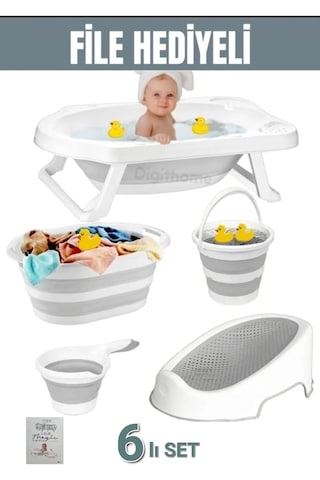 Katlanır Bebek Küvet Set Fileli 6'lı Katlanır Bebek Küvet Set Fileli 6'lı