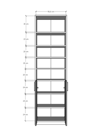 Asra Trend K-37 %100 MDF 60 cm Kapaklı Kitaplık Raflı Ofis Dosya Dolabı Retro Taş