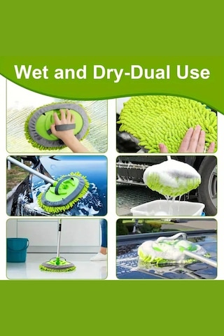 Araba Yıkama Fırçası Oto Yıkama Seti Mop Mikrofiber Bezli Telesko