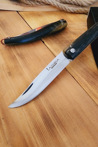 Kemik Sap Çakı Kamp Çakısı Outdoor Piknik Çakısı Vlz-b03 Siyah