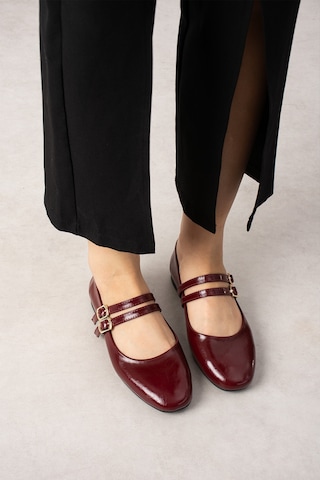 Wolk Shoes Maia Kadın Babet Bantlı Tokalı Bordo