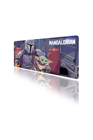 The Mandalorian Oyun Gaming Klavye Mouse Pad Kaymaz Taban Kenarları Dikişli Su Geçirmez Masa Matı 70x30 Cm