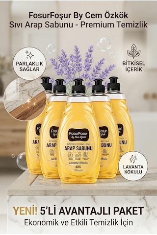 Foşurfoşur By Cem Özkök Lavanta Kokulu Bitkisel Sıvı Arap Sabunu 5 x 750 ML