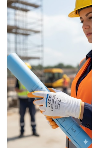 I-zet Inp05-sarı Beyaz Polyester Örme Nitril Eldiven 288 Adet