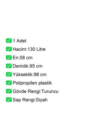 Pk130 Plastik Market Alışveriş Arabası 130 Litre Turuncu / En:58 Boy:95 Yükseklik:98 Cm