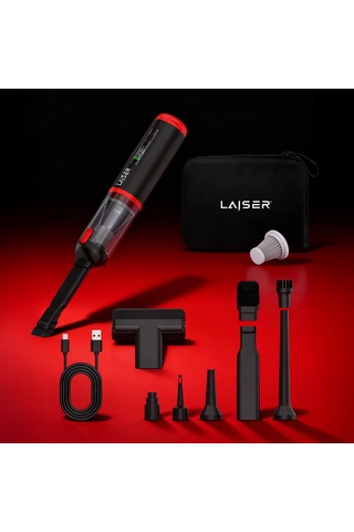 Laiser Kompakt Led Ekranlı 17.000 Pa 3ın1 Çekme-vakum-üfleme Özellikli Şarjlı Araç Süpürgesi Siyah