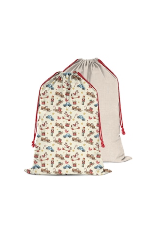 Büyük Noel Baba Hediye Çantası, Pamuklu Kordonlu, Yeniden Kullanılabilir Noel Klasik Oyuncak