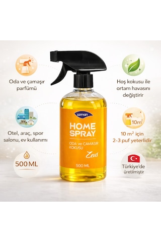 Uzman Home Spray Zeus Oda Spreyi - Çamaşır Kokusu 500 Ml Ev, Ofis, Araç Okyanus