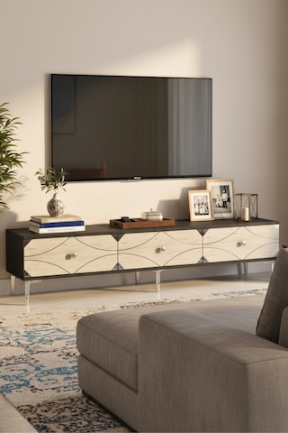 Tsa1832ag Slim Tv Stand, Tv Sehpası Antrasit-gold 180cm