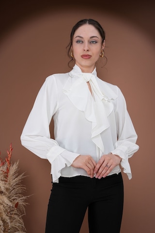 Fırfırlı Zarafet Bluz Beyaz
