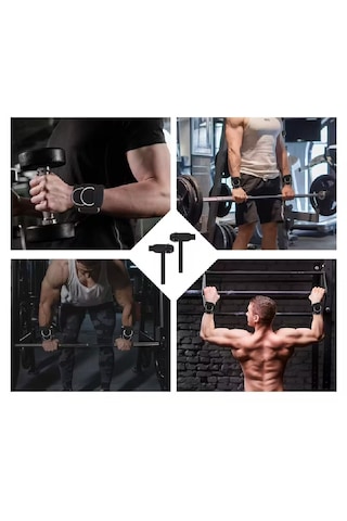 2 Adet Çekme Kuvveti Artırıcı Fitness Eldivenleri, Spor Bileklikleri, Kaymaz Tutuş, Siyah