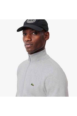 Lacoste Men's Full Zip Hoodie Sweatshirt Erkek Kapüşonlu Tam Fermuar Sweatshirt Gri